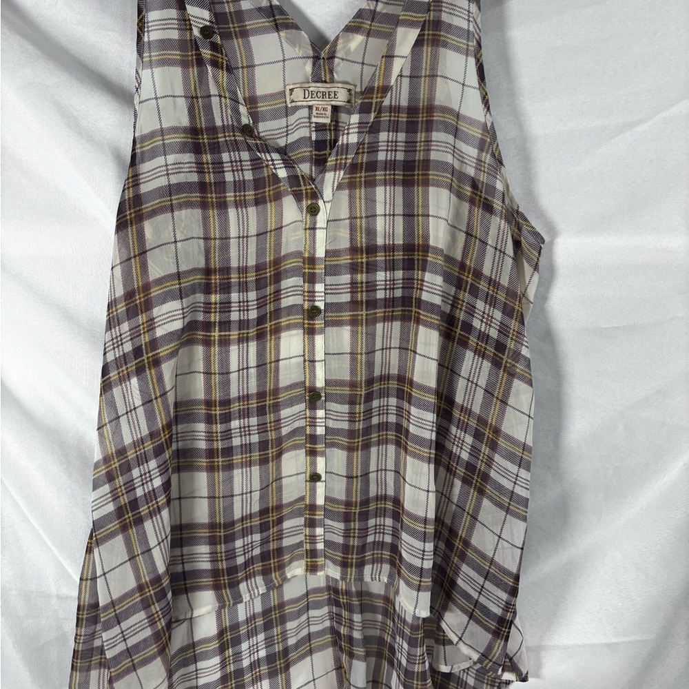 Decree Checkered Camisole in Purple and Cream